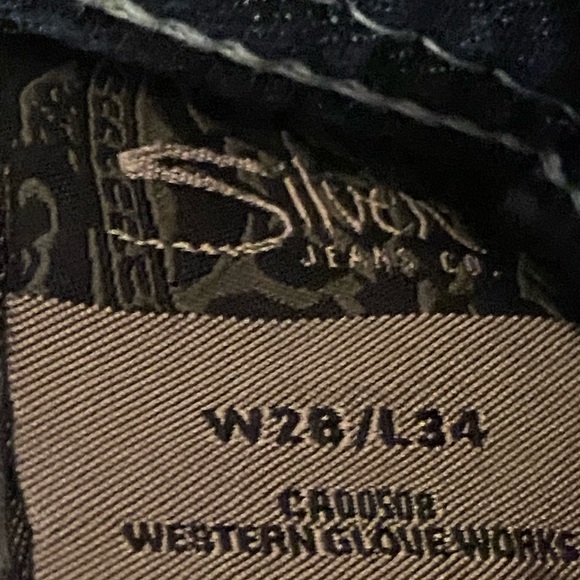 Silver Jeans Suki Stretch Bootcut Size W 28 Thick Stitching Embellished - Picture 11 of 11